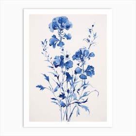 Blue Botanical Snapdragon 3 Art Print