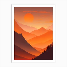 Misty Mountains Vertical Composition In Orange Tone 110 Art Print