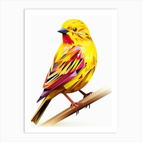 Colourful Geometric Bird Yellowhammer 1 Art Print