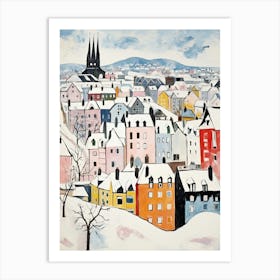 Winter Snow Edinburgh   Scotland Snow Illustration 2 Art Print