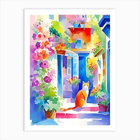 Cat On The Steps Art Print