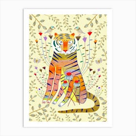 Tiger Gold Leaves Art Print