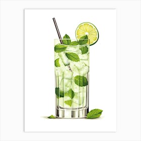 Illustration Mojito Floral Infusion Cocktail 2 Art Print
