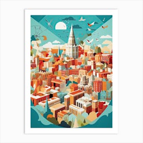 Madrid, Spain, Geometric Illustration 1 Art Print