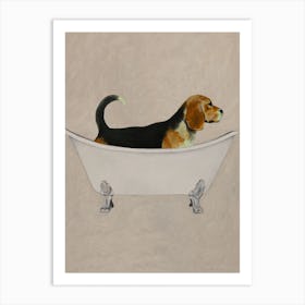 Beagle In Bathtub Art Print