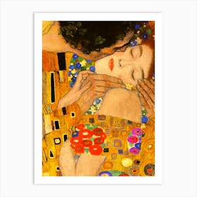 Gustav Klimt, The Kiss, Close Up Detail HD Art Print