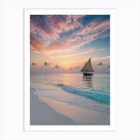 Sailboat At Sunset 2 Art Print