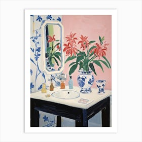 Bathroom Vanity Painting With A Hibiscus Bouquet 2 Art Print