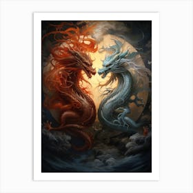 Dragon Elements Merged Illustration 1 Art Print