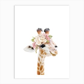 Peekaboo Floral Giraffe Art Print