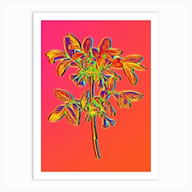 Neon Honeyberry Flower Botanical in Hot Pink and Electric Blue n.0293 Art Print