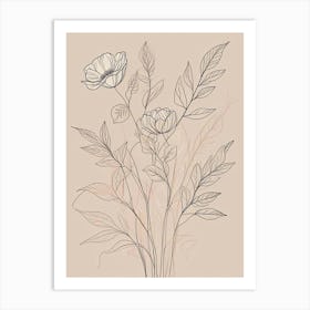 Floral Line Art Print (3) Art Print