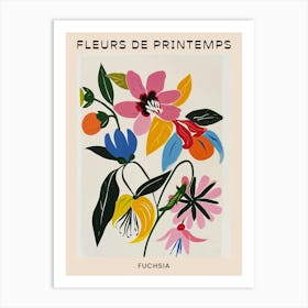 Spring Floral French Poster  Fuchsia 3 Art Print