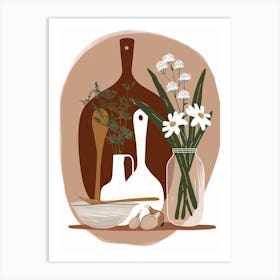 Illustration Of Flowers And Herbs Art Print