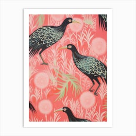 Vintage Japanese Inspired Bird Print Kiwi 2 Art Print