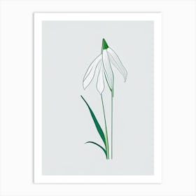 Snowdrop Floral Minimal Line Drawing 1 Flower Art Print