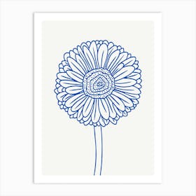 Gerbera Daisy Monoline Blue Art Print