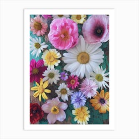 Pink And Green Floral Art Print