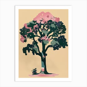 Walnut Tree Colourful Illustration 1 Art Print