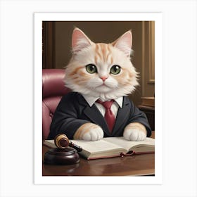 Cat In A Suit Cat lover Art Print