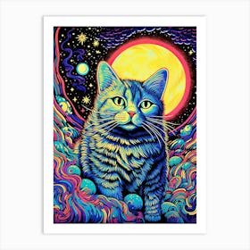 Celestial Purrspective, Psychedelic Cats series Art Print