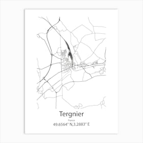 Tergnier,France Minimalist Map Art Print