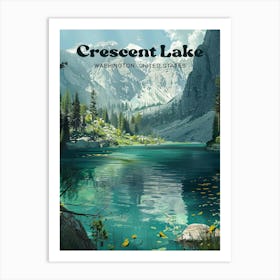 Crescent Lake Washington Travel Art Illustration Art Print