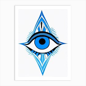 Chakra Series, Symbol, Third Eye Blue & White 2 Art Print
