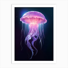 Mauve Stinger Jellyfish Neon Illustration 11 Art Print