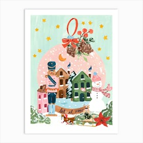 Christmas Snow Globe Art Print