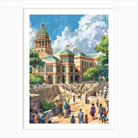 Storybook Illustration The Bullock Austin Texas State History Museum 3 Art Print