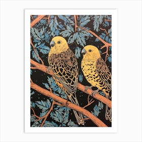 Art Nouveau Birds Poster Budgerigar 1 Art Print
