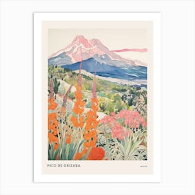 Pico De Orizaba Mexico 3 Colourful Mountain Illustration Poster Art Print