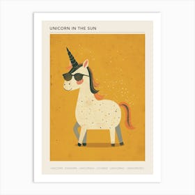 Unicorn With Sunglasses On Muted Pastel 1 Poster Art Print