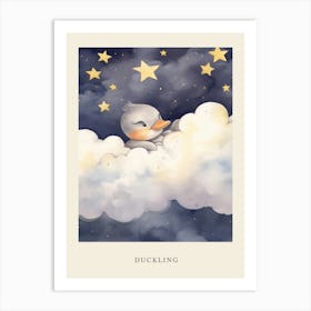 Sleeping Baby Duckling 1 Nursery Poster Art Print