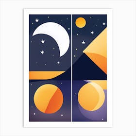 Moon And Stars REPLICA VECTOR ART Art Print