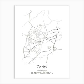 Corby,United Kingdom Minimalist Map Art Print