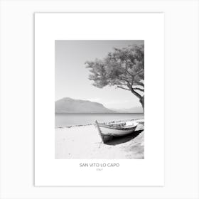 Poster Of San Vito Lo Capo, Italy, Black And White Photo 1 Art Print