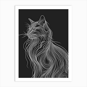 American Curl Cat Minimalist Illustration 3 Art Print