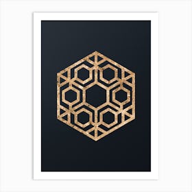 Abstract Geometric Gold Glyph on Dark Teal n.0451 Art Print