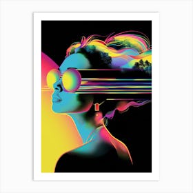 Portrait of a woman, Trippy, artwork print, "Faster Than Time" Art Print