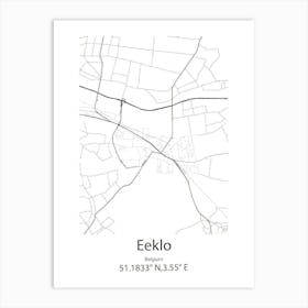 Eeklo,Belgium Minimalist Map Art Print