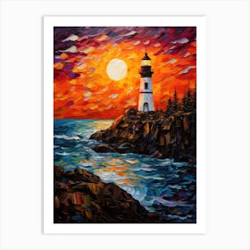 Lighthouse At Sunset 3 Art Print