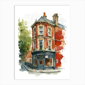Harrow London Borough   Street Watercolour 4 Art Print