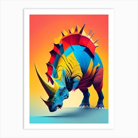 Triceratops 1 Primary Colours Dinosaur Art Print