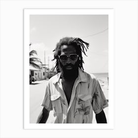 Portrait Of A Man In Jamaica, Black And White Analogue Photograph 2 Art Print