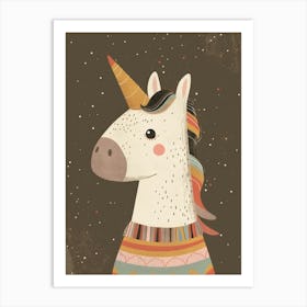 Unicorn In A Knitted Jumper Muted Pastels 1 Art Print