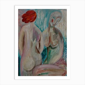 Bedroom Wall Art,  Two Nudes Ready for Bath Art Print