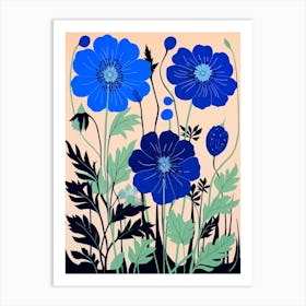 Blue Flower Illustration Love In A Mist Nigella 2 Art Print