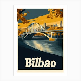 Aihrgdesign A Retro Travel Poster For Bilbao Featuring The Ma A59b006b 3c7b 4760 9844 185f47739268 1 Art Print